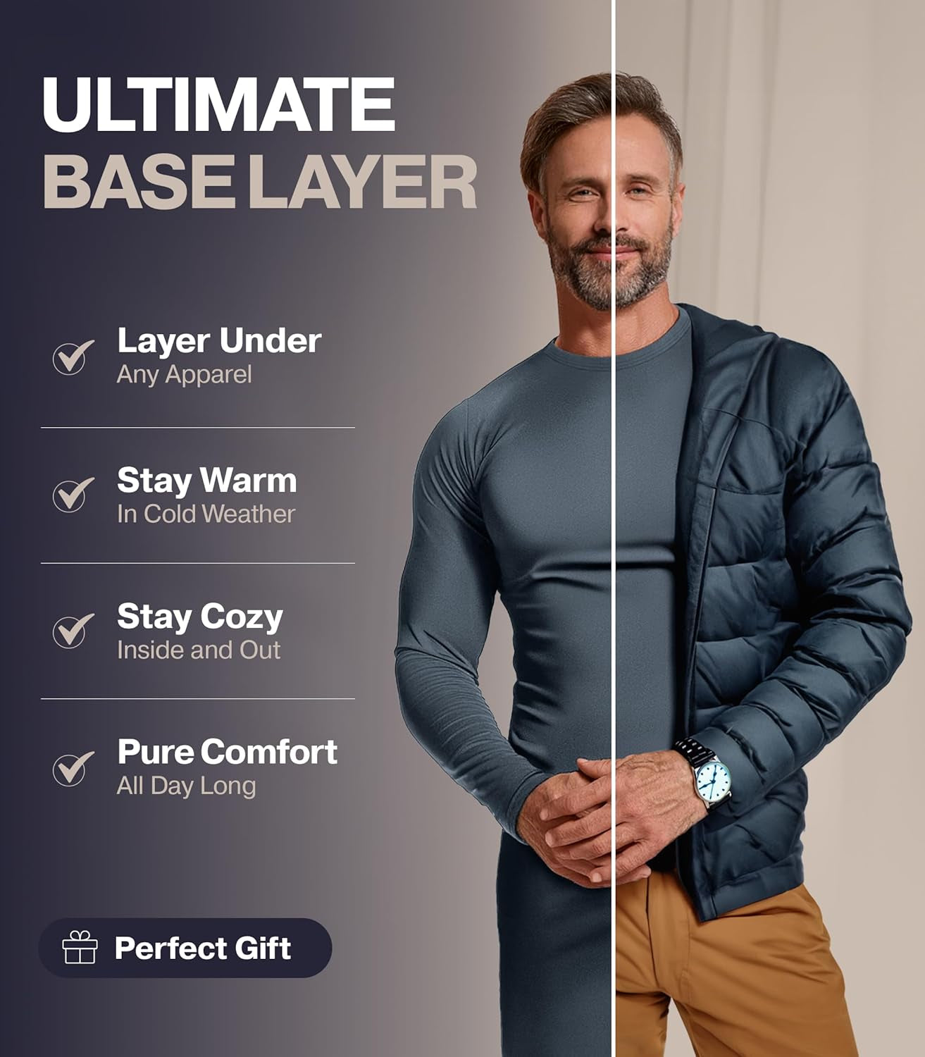 Thermal Underwear for Men – Fleece Lined Long Johns Base Layer Set for Cold Weather, Ski & Winter Sports