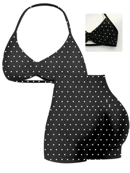 Women's High Waist Yoga Set | Sports Tank Top & Above Knee Shorts for Fitness, Running & Workout