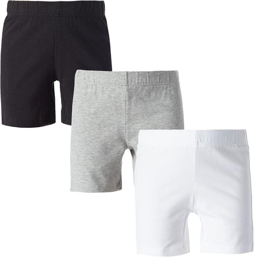 Girls Cotton Bike Shorts 3-Pack (Sizes 2T–16) | Soft Stretch Biker Shorts for Dresses, Dance & Sports
